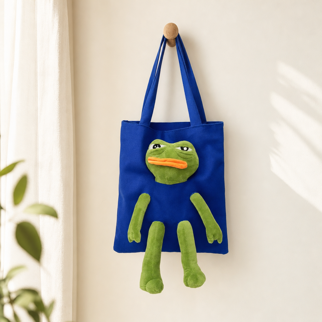 Pepe Pal Tote Bag - Blue - on hook