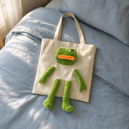 Pepe Pal Tote Bag - White - flatlay bed