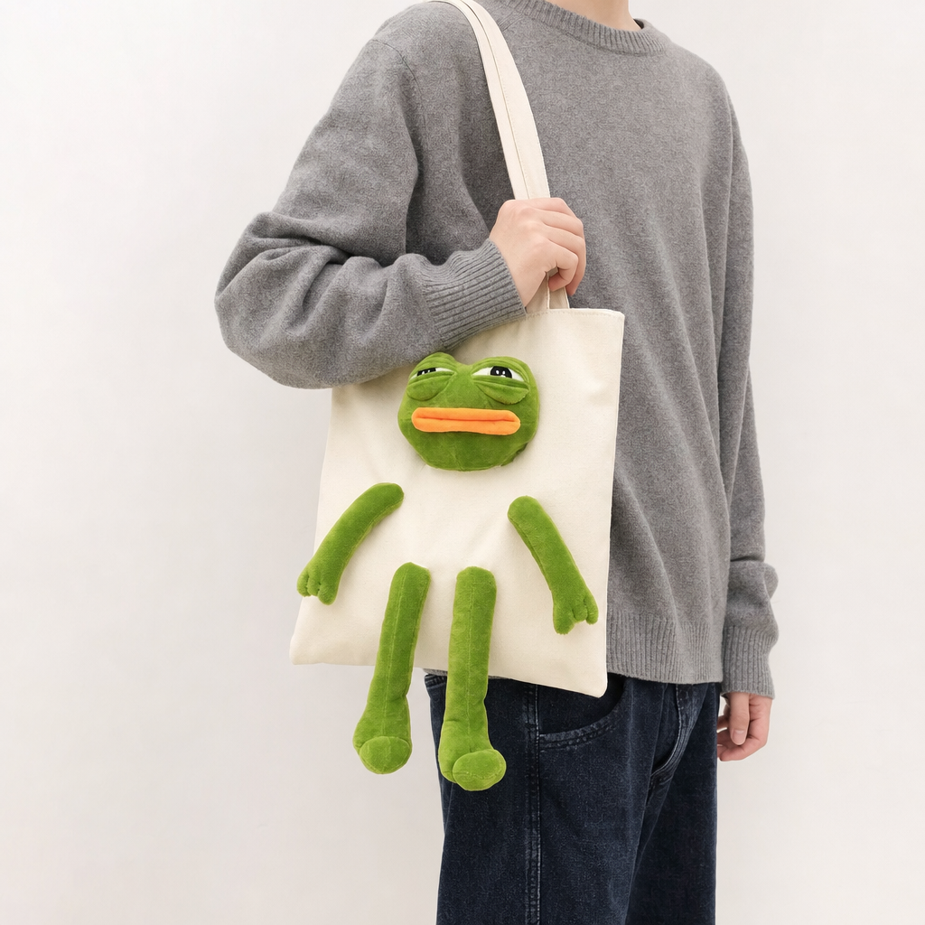 Pepe Pal Tote Bag - White - on shoulder