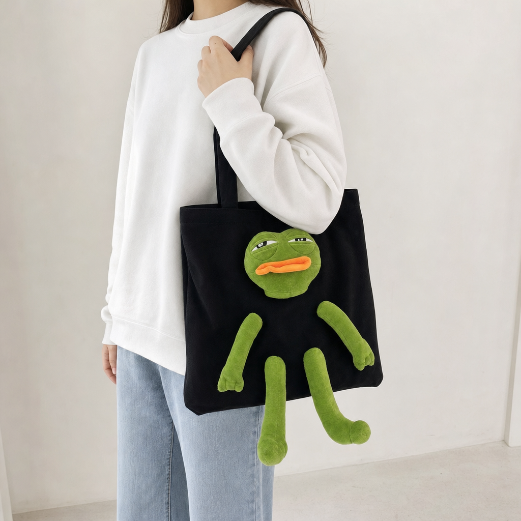 Pepe Pal Tote Bag - Black - on shoulder
