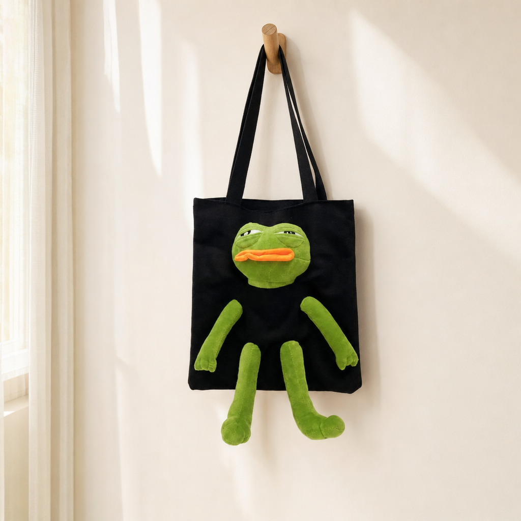 Pepe Pal Tote Bag - Black - on hook