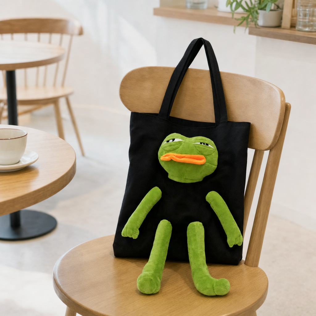 Pepe Pal Tote Bag - Black - on chair
