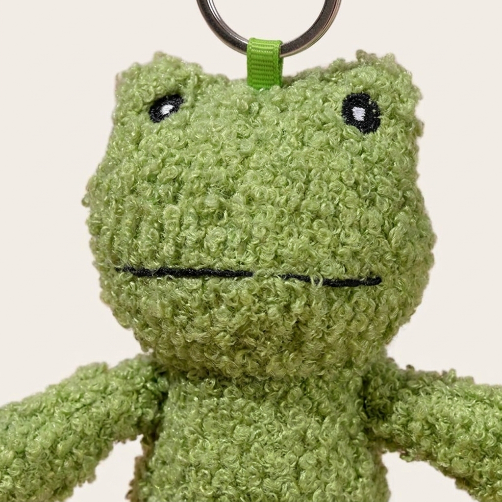 Pip the Frog Keychain - face closeup