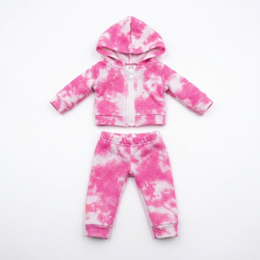 Pink Tie-Dye Hoodie Set outfit only, plush not included