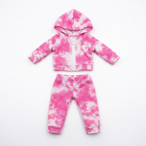 Pink Tie-Dye Hoodie Set outfit only, plush not included