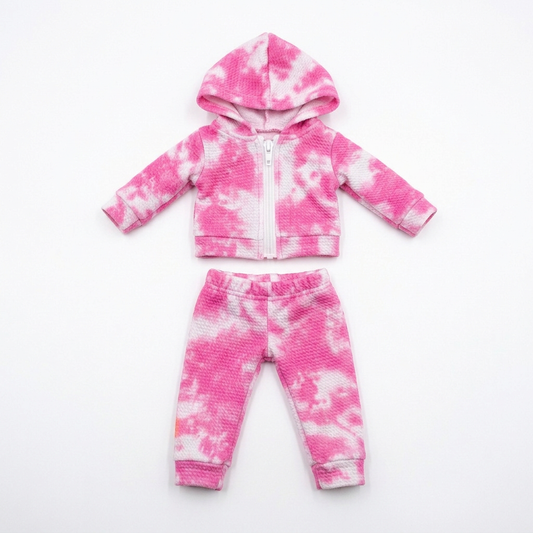 Pink Tie-Dye Hoodie Set outfit only, plush not included
