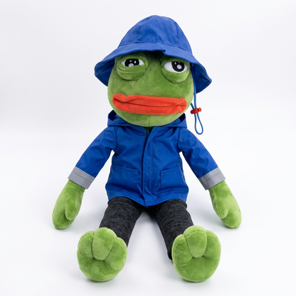 Rain Set (Pepe/Pinay) shown on our 17 inch Pepe (Blue) plush (plush sold separately)
