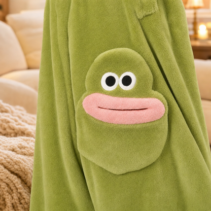 Sad Frog Onesie belly pocket with tiny frog face